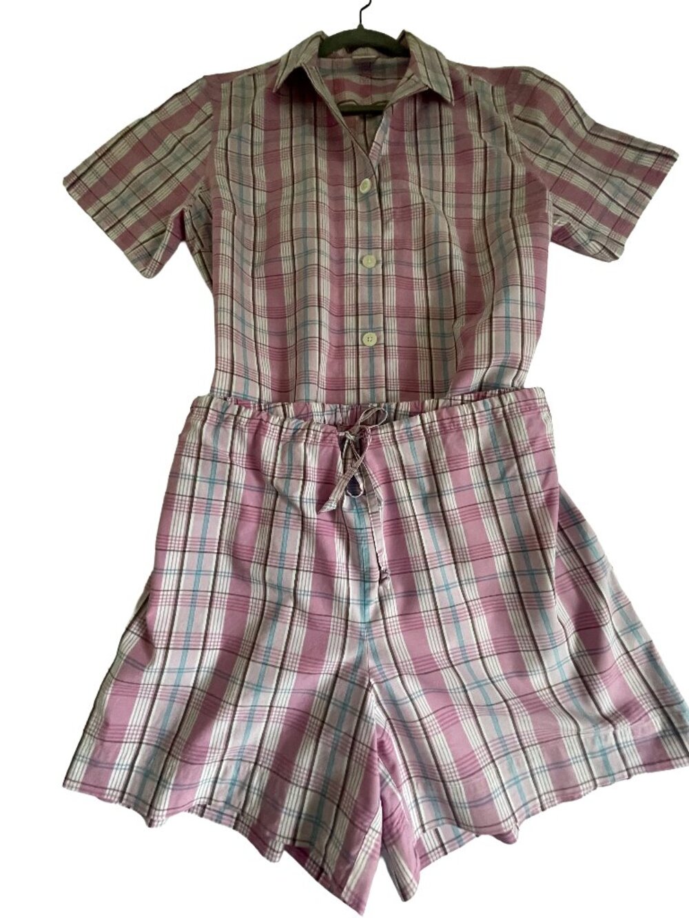 Brooks Brothers 346 Pink Plaid Cotton Pajama Set L